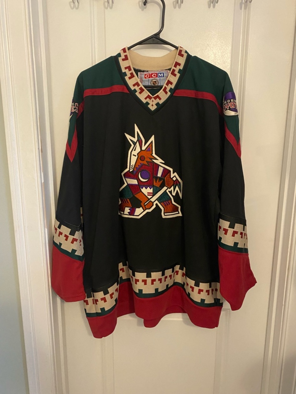 Vintage CCM Black Phoenix Coyotes Tribal Logo Hockey Jersey